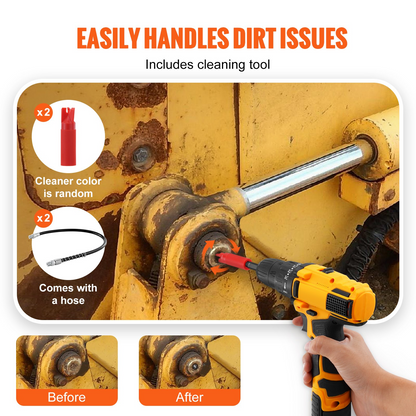 VEVOR Grease Gun Coupler 2 PCS, 10000 PSI High Pressure, 3-Jaw Locking Quick Release Grease Gun Tip with Hose/Cleaner/Extension Needle/Leak-Proof Cap, Compatible with All Grease Guns 1/8" NPT Fittings