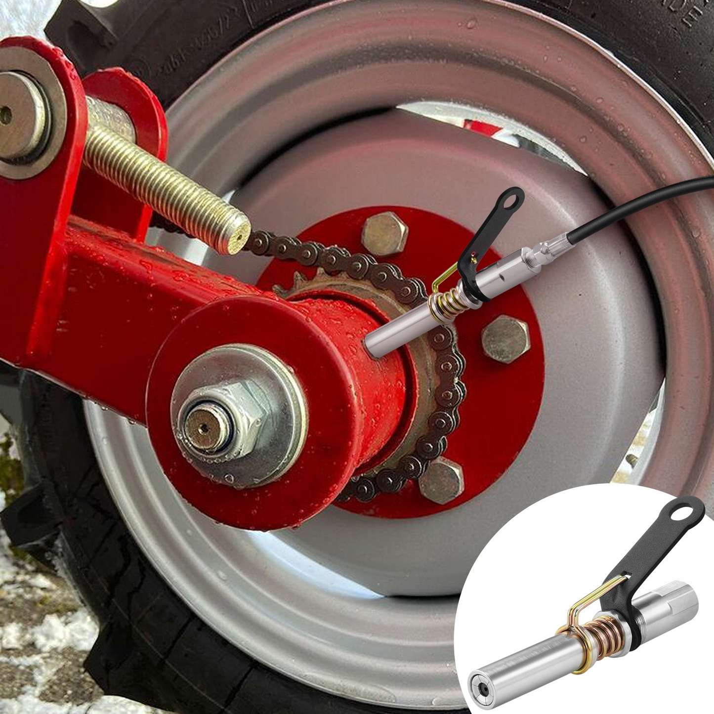 VEVOR Grease Gun Coupler 2 PCS, 10000 PSI High Pressure, 6-Jaw Locking, Quick Release Grease Gun Tip with Hose/Zerk Fittings Cleaner, Compatible with All Grease Guns 1/8" NPT Fittings for Automobiles