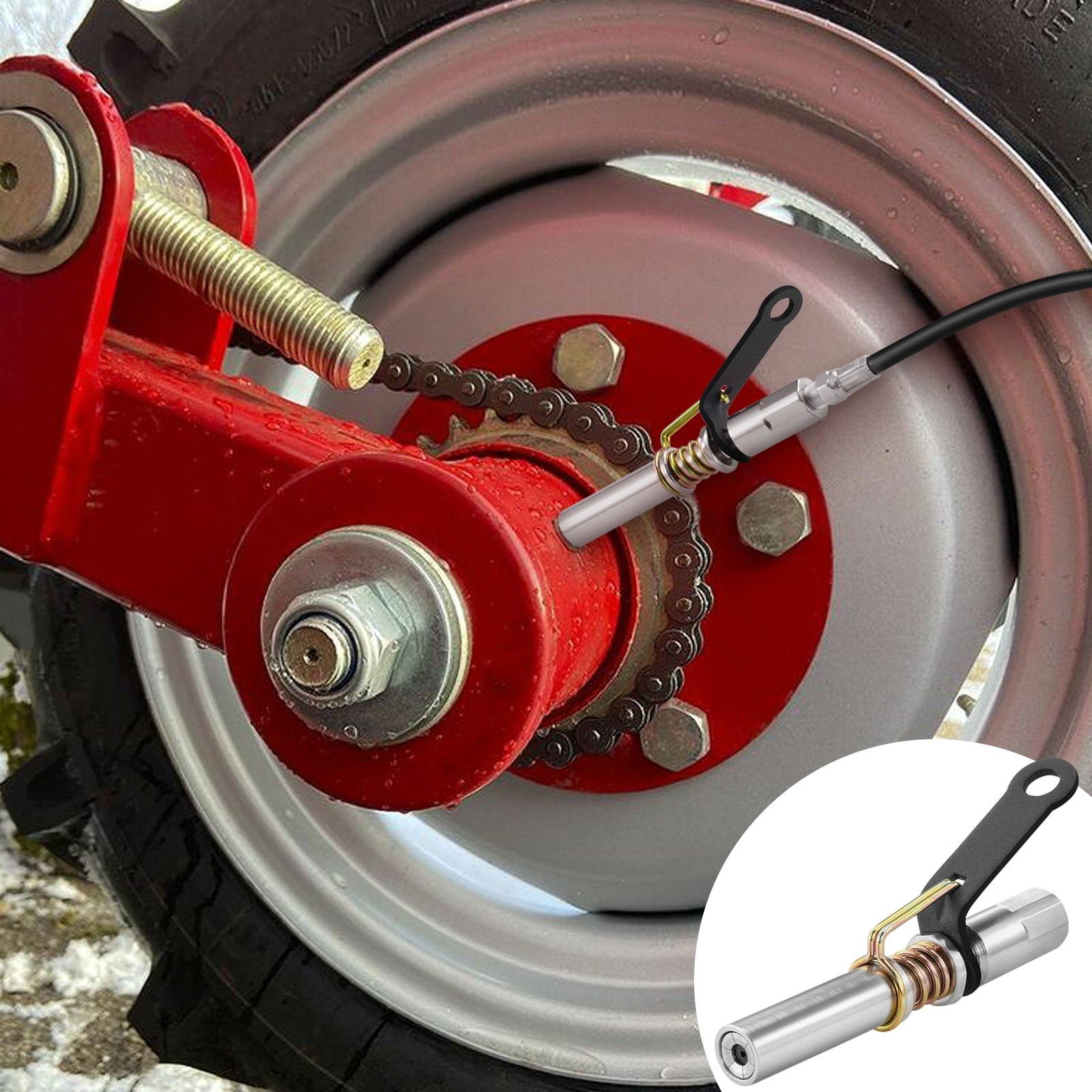 VEVOR Grease Gun Coupler 2 PCS, 10000 PSI High Pressure, 6-Jaw Locking, Quick Release Grease Gun Tip with Hose/Zerk Fittings Cleaner, Compatible with All Grease Guns 1/8" NPT Fittings for Automobiles