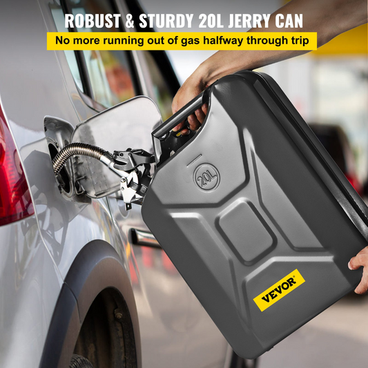 VEVOR Oil Can 5.3 Gal / 20L Fuel Can with Flexible Spout for Cars Black