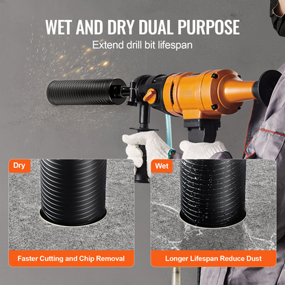 VEVOR Core Drill Bit, 6.3 cm Wet/Dry Diamond Core Drill Bits for Brick and Block, Concrete Core Drill Bit with Pilot Bit Adapter and Saw Blade, 24.1 cm Drilling Depth, 1.6 cm-11 Inner Thread, Laser Welding