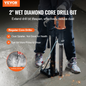 VEVOR Core Drill Bit, 5.1 cm Wet Diamond Core Drill Bits, 35.6 cm Drilling Depth Concrete Core Drill Bit with Saw Blade, 3.2 cm-7 Inner Thread, Laser Welding, Diamond Wet Coring Bit for Concrete Brick
