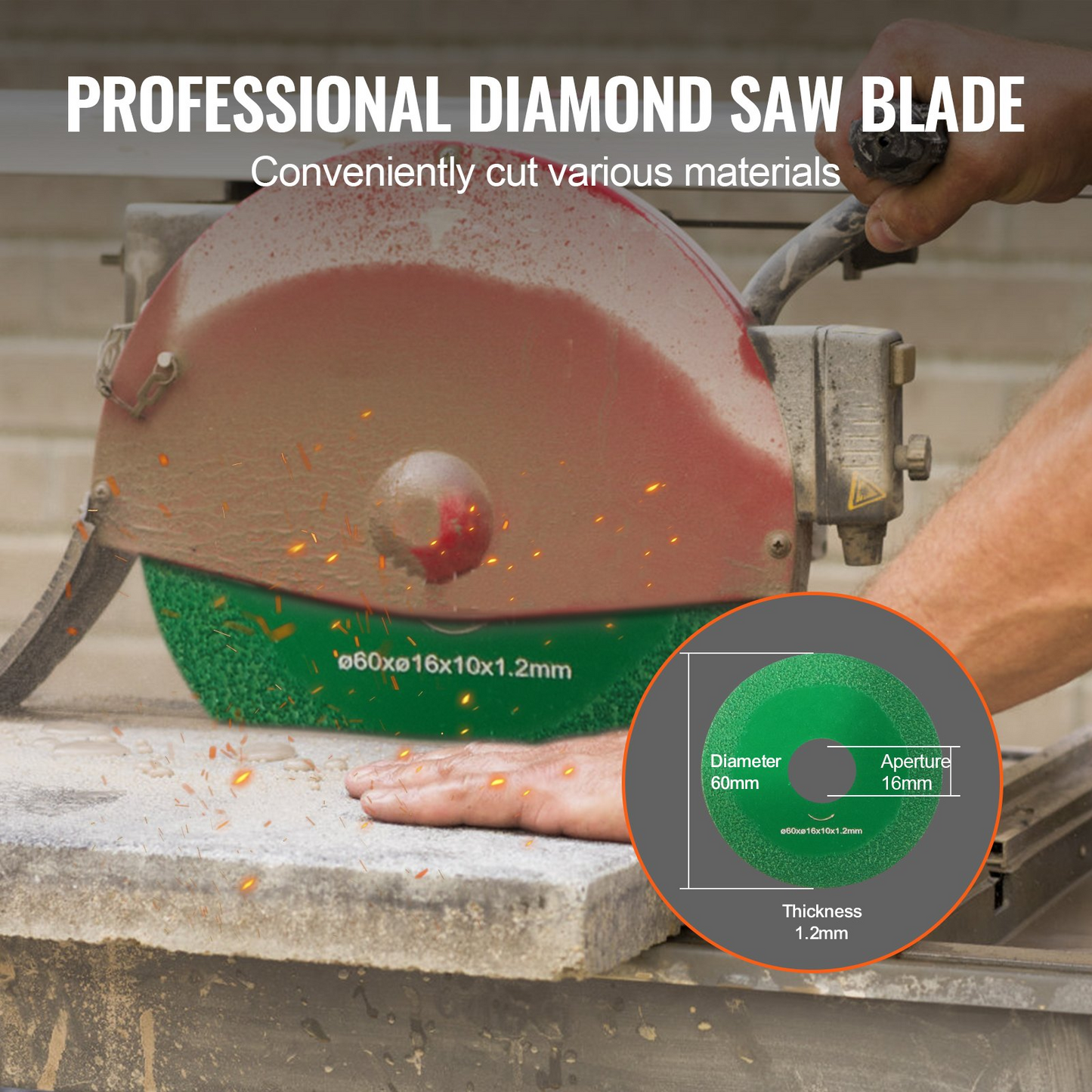 VEVOR Core Drill Bit, 5.1 cm Wet Diamond Core Drill Bits, 35.6 cm Drilling Depth Concrete Core Drill Bit with Saw Blade, 3.2 cm-7 Inner Thread, Laser Welding, Diamond Wet Coring Bit for Concrete Brick