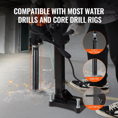 VEVOR Core Drill Bit, 5.1 cm Wet Diamond Core Drill Bits, 35.6 cm Drilling Depth Concrete Core Drill Bit with Saw Blade, 3.2 cm-7 Inner Thread, Laser Welding, Diamond Wet Coring Bit for Concrete Brick