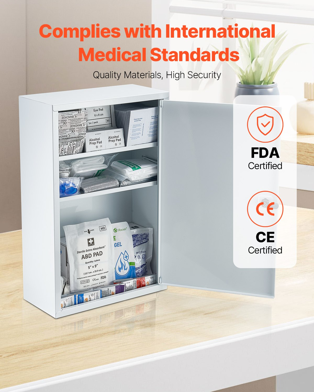 VEVOR 3-Shelf First Aid Cabinet 1000 Pieces Wall Mounted Medicine Metal Cabinet