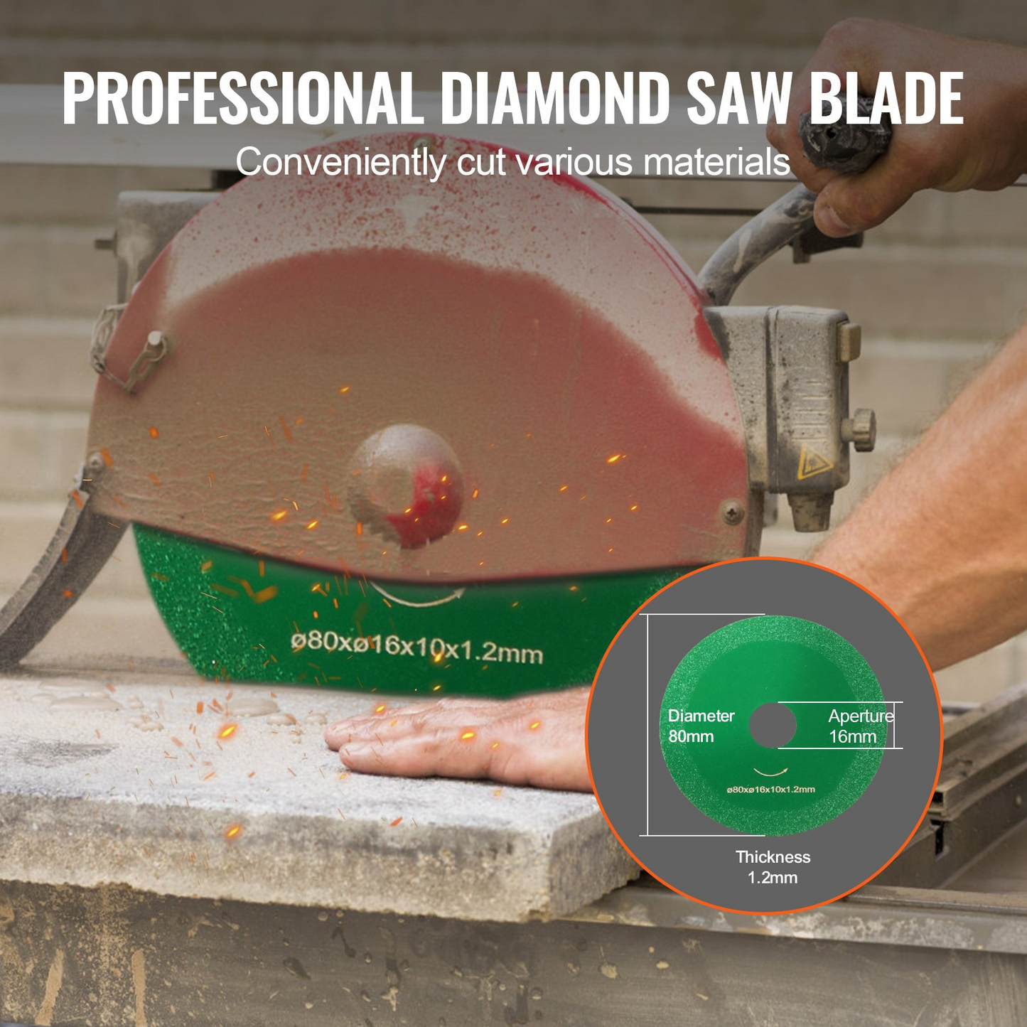 VEVOR Core Drill Bit, 10.8 cm Wet Diamond Core Drill Bits, 35.6 cm Drilling Depth Concrete Core Drill Bit with Saw Blade, 3.2 cm-7 Inner Thread, Laser Welding, Diamond Wet Coring Bit for Concrete Brick