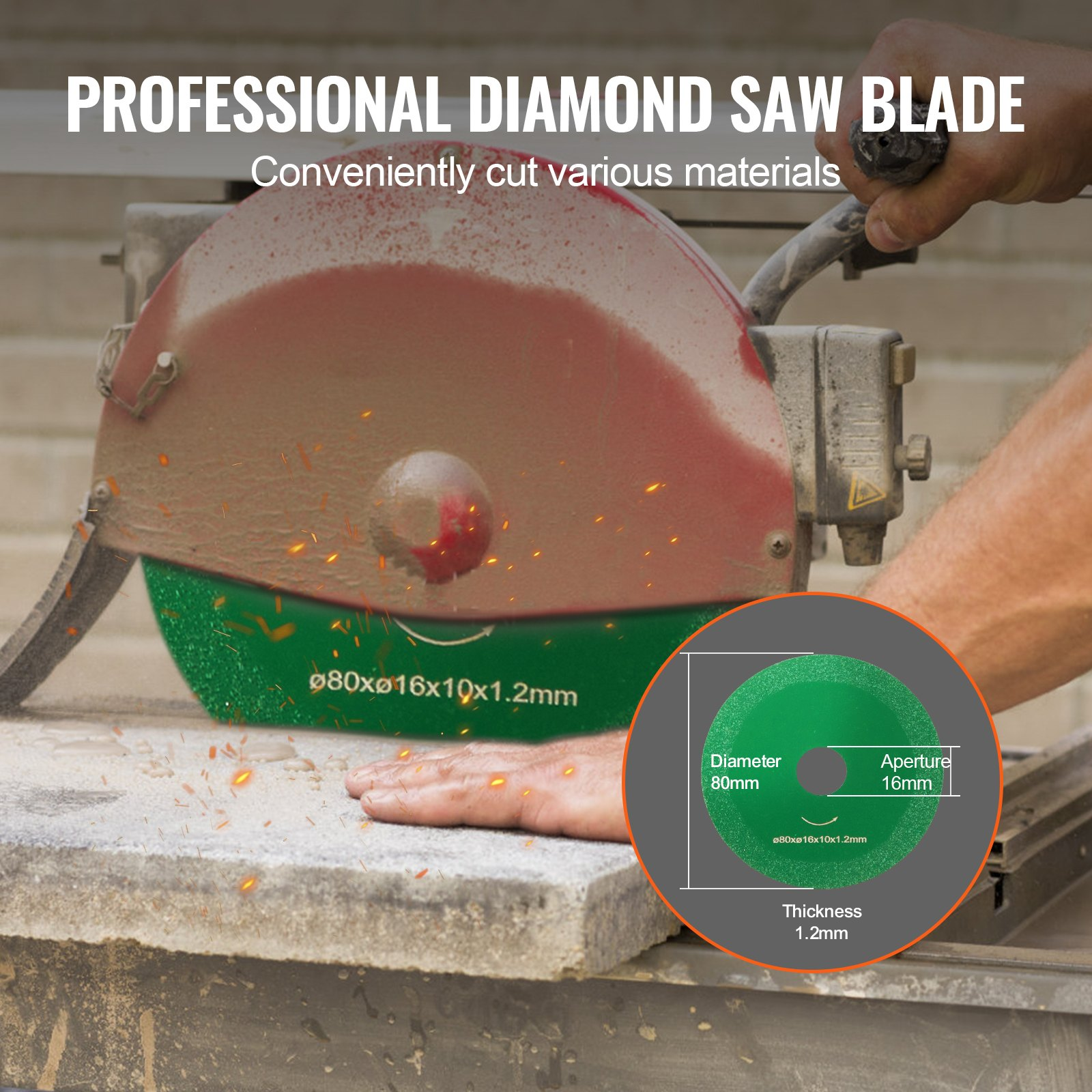 VEVOR Core Drill Bit, 10.8 cm Wet Diamond Core Drill Bits, 35.6 cm Drilling Depth Concrete Core Drill Bit with Saw Blade, 3.2 cm-7 Inner Thread, Laser Welding, Diamond Wet Coring Bit for Concrete Brick