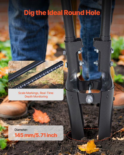 VEVOR Post Hole Digger with Carbon Steel Handle Scale Marks 57.5" Hole Digger