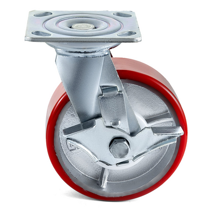 VEVOR 4 Pack 15.24 x 5.08 cm Caster Wheels 2 Rigid and 2 Swivel Casters with Side Brake Polyurethane Iron Core Plate 453.59 kg Capacity Per Wheel