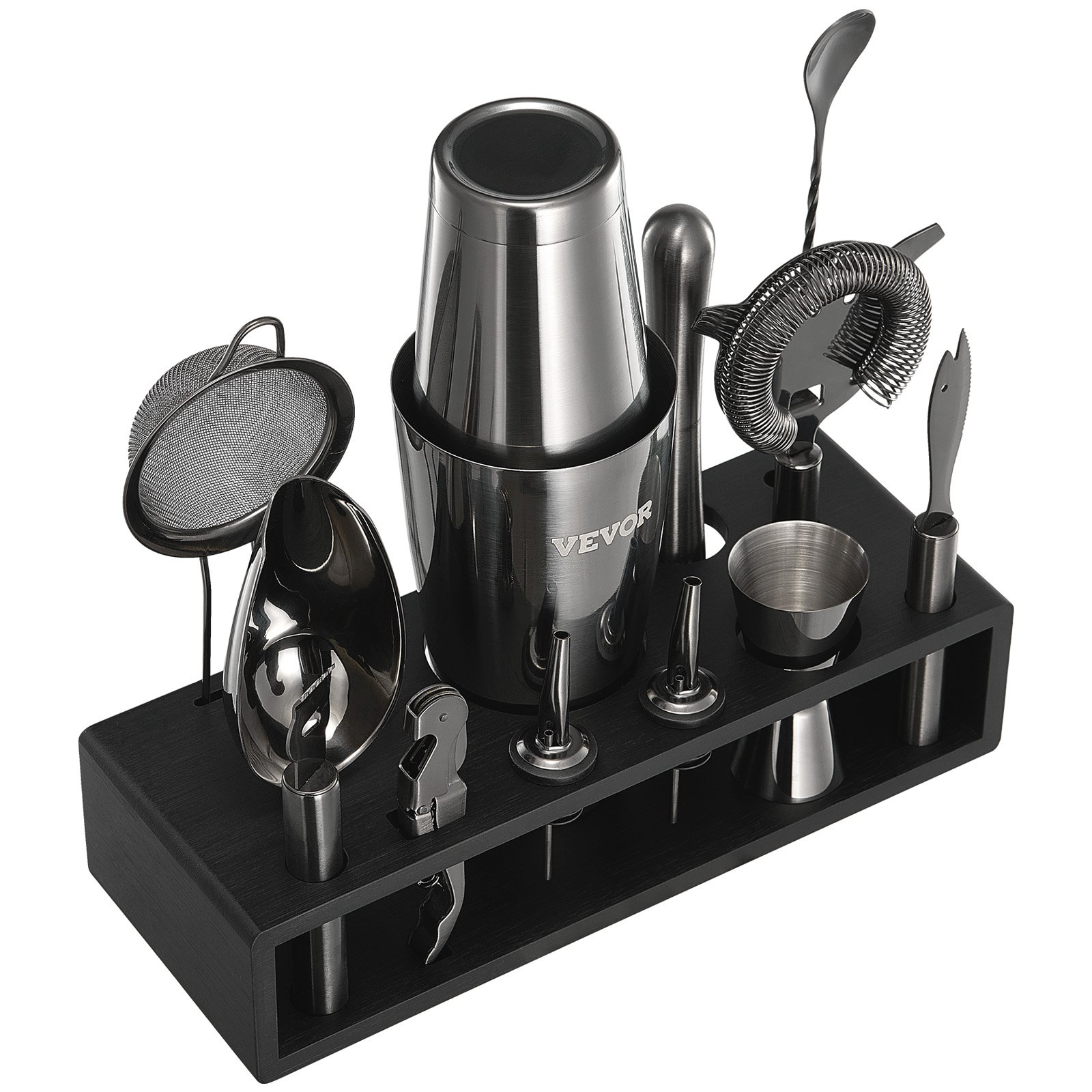 VEVOR Cocktail Shaker Set 13Pcs Bartender Kit Stainless Steel Bar Tools Gunmetal