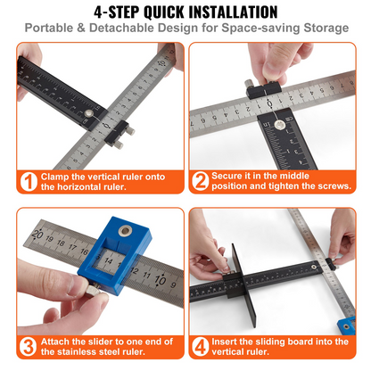VEVOR Cabinet Hardware Jig, Aluminum Alloy and Stainless Steel Cabinet Handle Jig with Center Punch, Adjustable Cabinet Hardware Template for Installation of Door Drawer Front Knobs Handles and Pulls