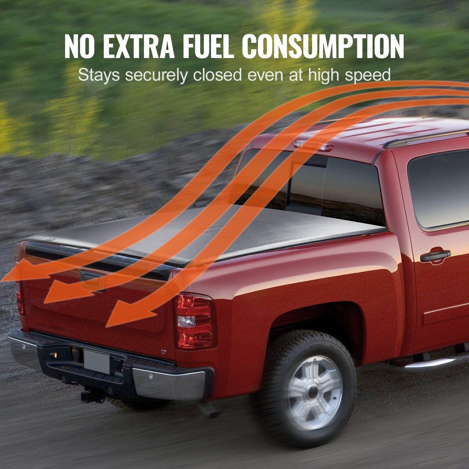 VEVOR Truck Bed Cover, Roll Up Truck Bed Tonneau Cover, Compatible with 2014-2024 Chevy Silverado / GMC Sierra 1500, for 6.6 x 5.2 ft / 6.6 x 5.3 ft Bed, Soft PVC material, Roll Up Tonneau Cover