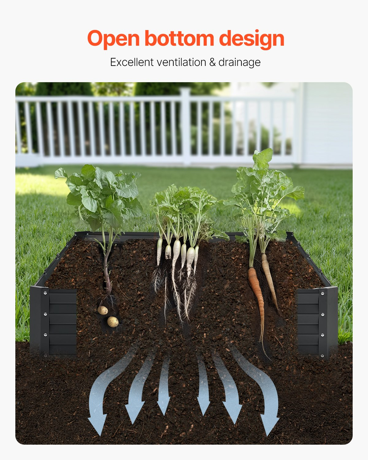 VEVOR Metal Raised Garden Bed 8x4x1 ft Outdoor Galvanized Planter Box Dark Gray