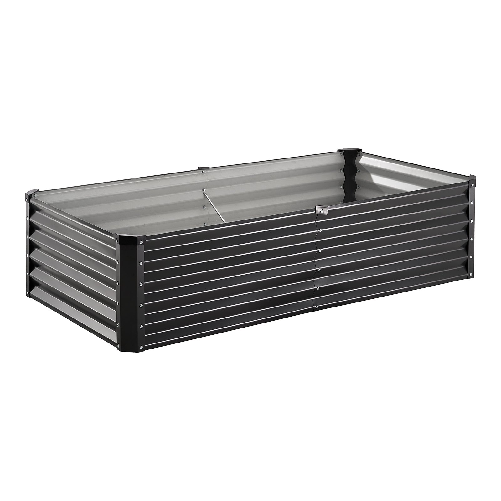VEVOR Metal Raised Garden Bed 6x3x1.5ft Outdoor Galvanized Planter Box Dark Gray