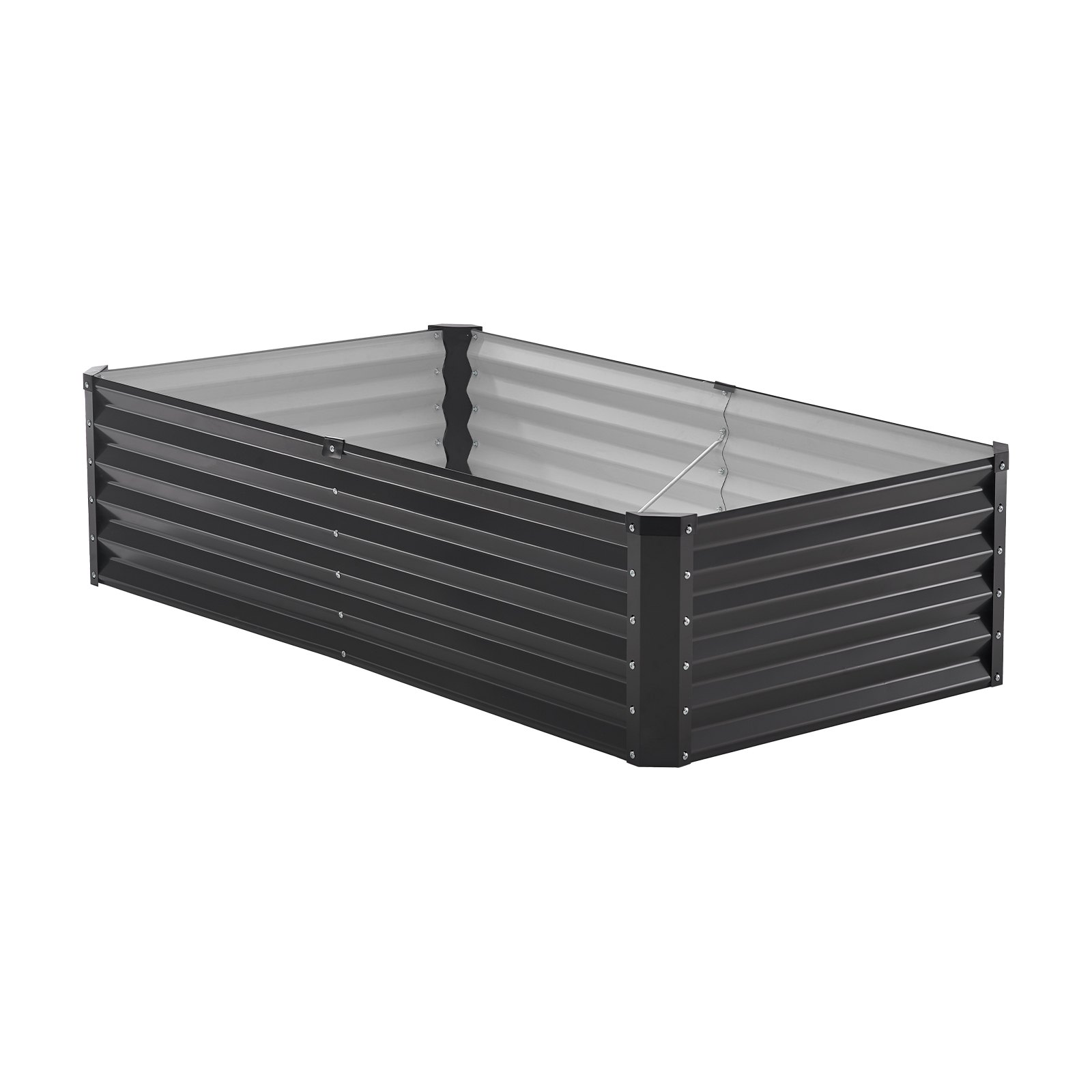 VEVOR Metal Raised Garden Bed 6x3x1.5ft Outdoor Galvanized Planter Box Dark Gray