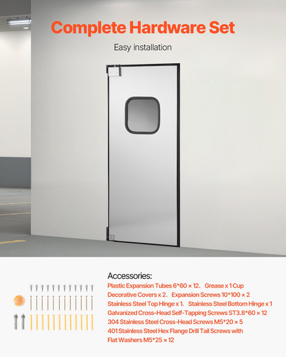 VEVOR Stainless Steel Traffic Swing Door Single Panel 91.4x213.4 cm Commercial