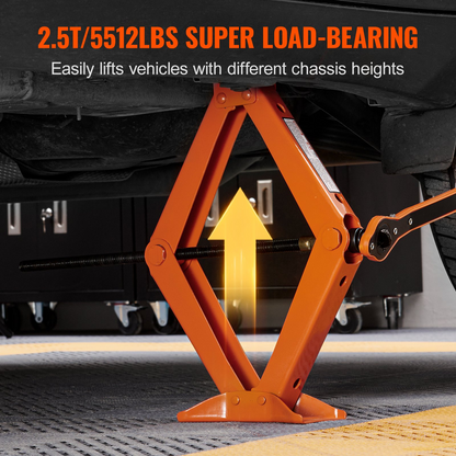 VEVOR Scissor Jack, 2.5 Ton/2500 kg Scissor Car Jack, 9.4 cm-43.4 cm Lifting Range Scissor Lift Jack with Ratcheting Handle and L-Wrench, Portable Tire Jack for Cars Trucks Sedans MPVs