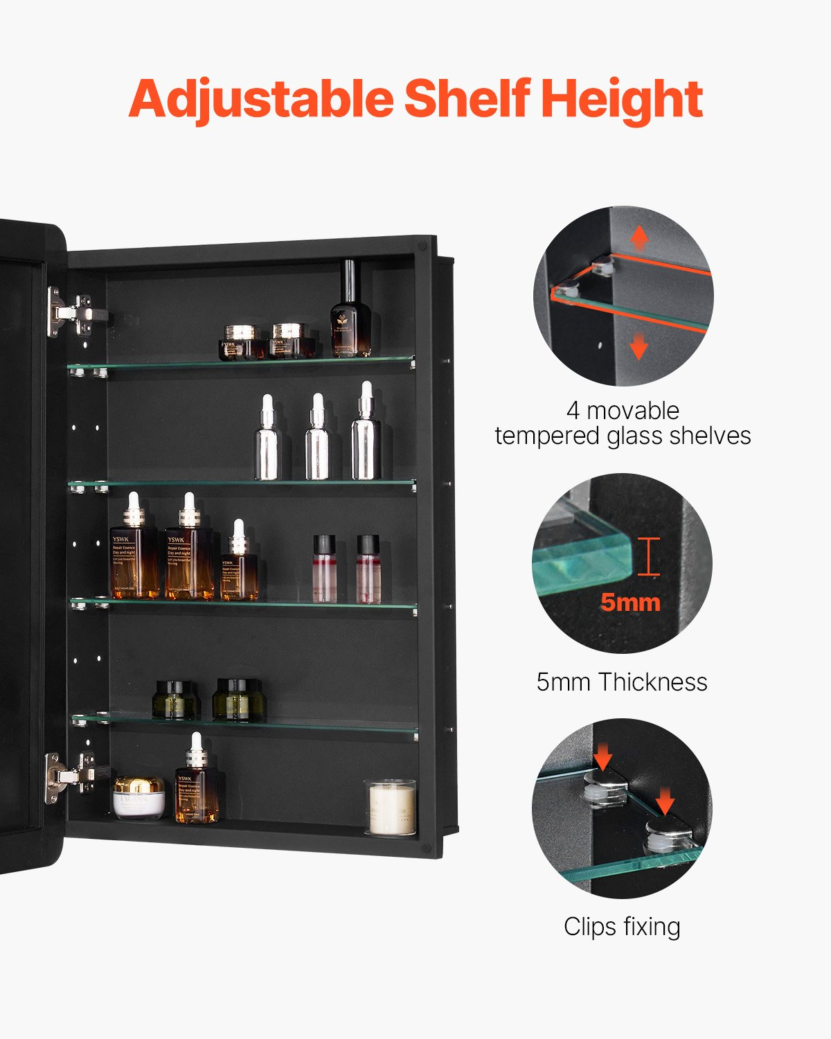 VEVOR Medicine Cabinet 20" x 30" Mirror Medicine Cabinet Adjustable Shelves