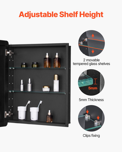 VEVOR Medicine Cabinet 24" x 30" Mirror Medicine Cabinet Adjustable Shelves