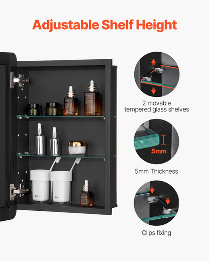 VEVOR Medicine Cabinet 16" x 24" Mirror Medicine Cabinet Adjustable Shelves