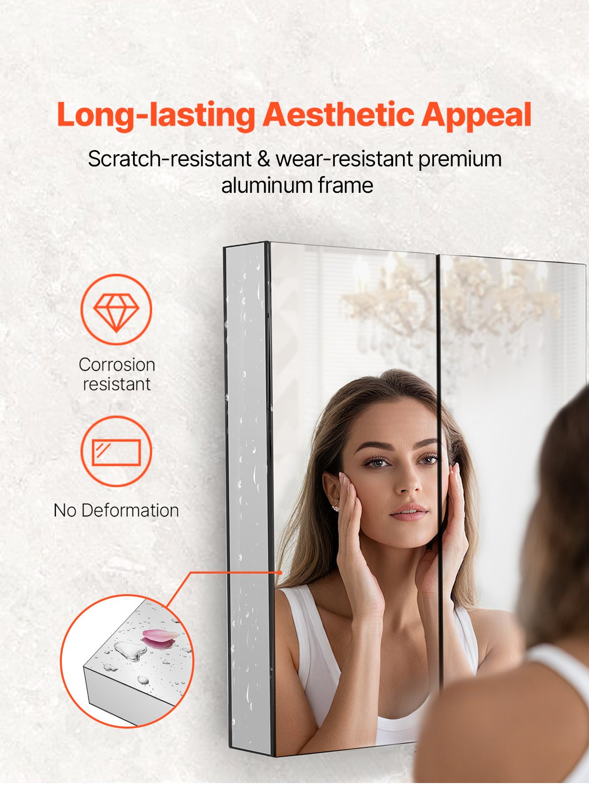 VEVOR Medicine Cabinet 26" x 30" Mirror Medicine Cabinet Adjustable Shelves