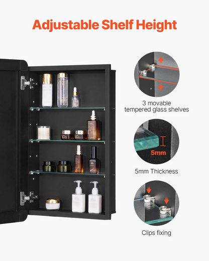 VEVOR Medicine Cabinet 16.5" x 27.5" Mirror Medicine Cabinet Adjustable Shelves