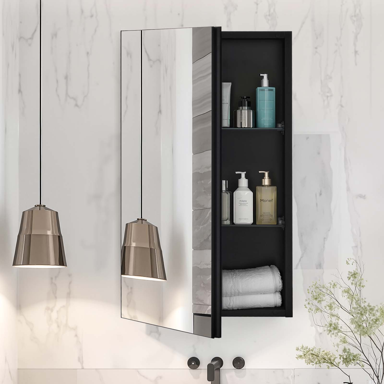 VEVOR Medicine Cabinet 14" x 24" Mirror Medicine Cabinet Adjustable Shelves
