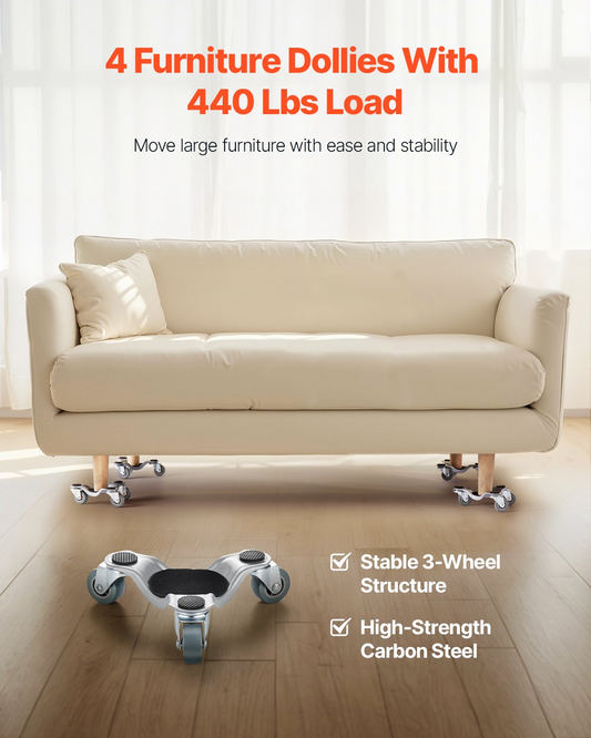 VEVOR Furniture Dolly 4 pcs Steel Tri-dolly Set Furniture Mover 440 lbs Capacity