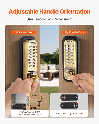 VEVOR Mechanical Keyless Entry Door Lock 14 Key Mechanical Door Lock Waterproof