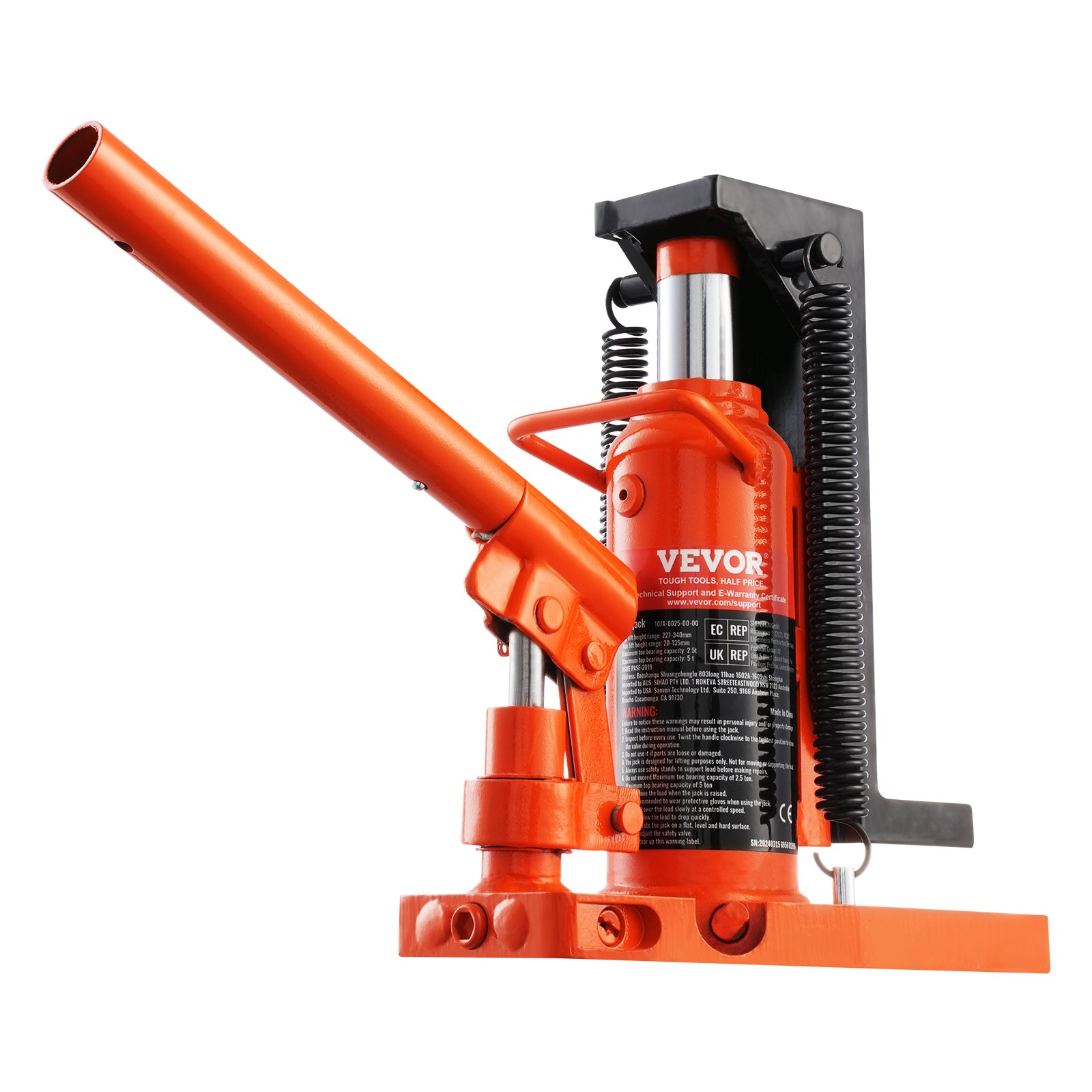 VEVOR Hydraulic Toe Jack, 2.5 Ton/2268 kg On Toe Toe Jack Lift, 5 Ton/4536 kg On Top Lift Capacity Machine Jack, 0.8-5.3 in/2-13.5 cm Toe Height, 8.9-13.4 in/22.6-34 cm Top Height, Air Hydraulic Claw Jack for Machinery, Industry
