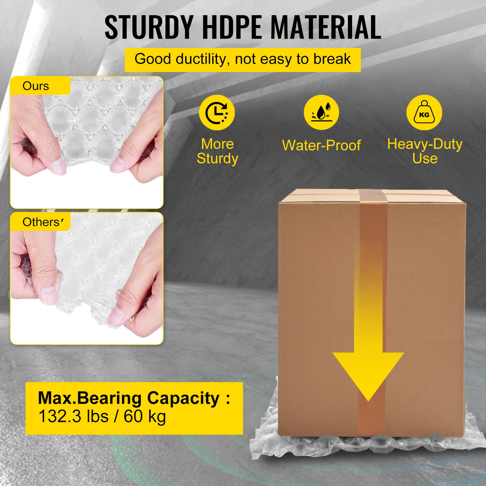VEVOR Air Cushion Film, 300 m Length Air Pillow Bubble Bags Film, 400 mm Width Film, Roll Bubble Bags Film for Wrap Machine