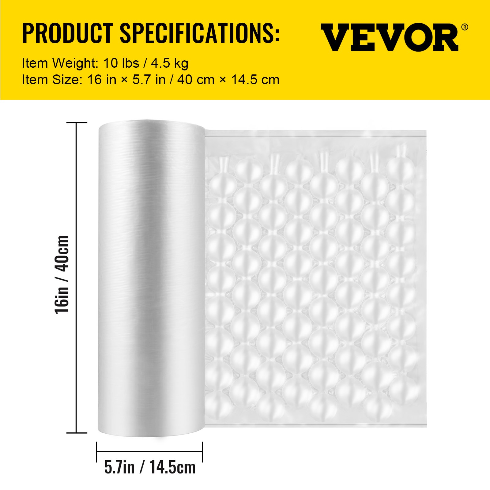 VEVOR Air Cushion Film, 300 m Length Air Pillow Bubble Bags Film, 400 mm Width Film, Roll Bubble Bags Film for Wrap Machine