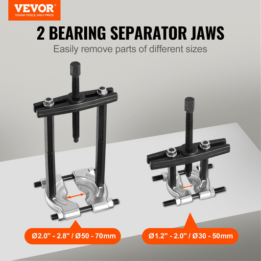 VEVOR 14 Piece Bearing Puller Set, 5 Ton Bearing Separator, Pinion Wheel Bearing Removal Kit with 5.1 cm and 7.6 cm Jaws, Wheel Hub Axle Puller Set, Heavy Duty Bearing Splitter Tool Kit with Case