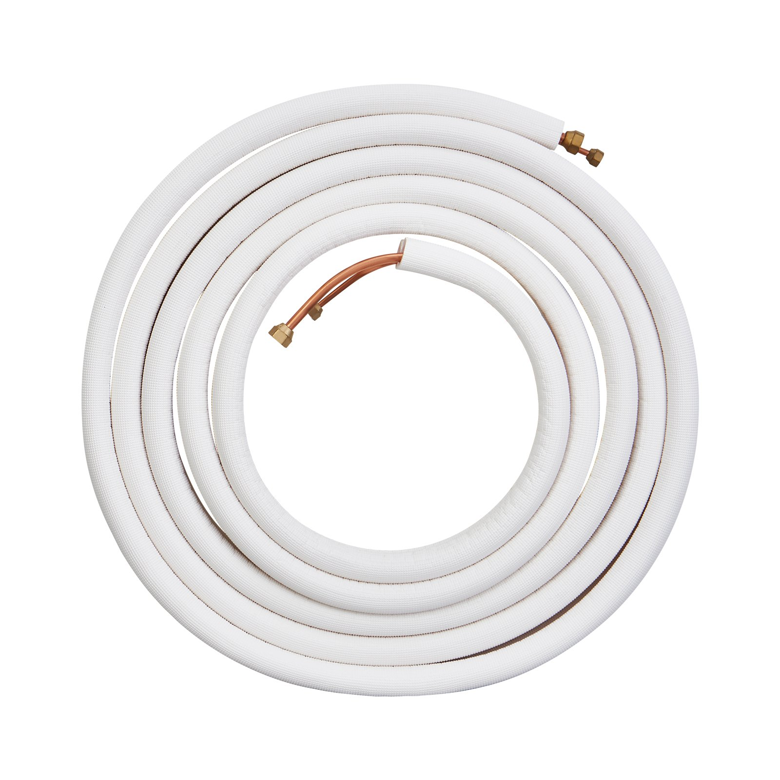VEVOR 7620mm Mini Split Line Set, 6.4 & 9.5 O.D Copper Pipes Tubing and Triple-Layer Insulation, for Air Conditioning or Heating Pump Equipment & HVAC with Rich Accessories (27ft Connection Cable)