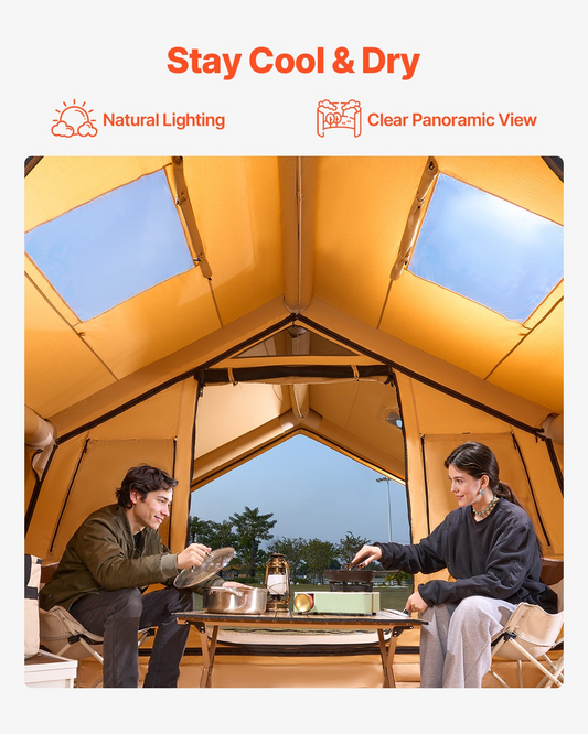 VEVOR Inflatable Tent for Camping 8-12 Person Glamping Tent with Pump Easy Set up