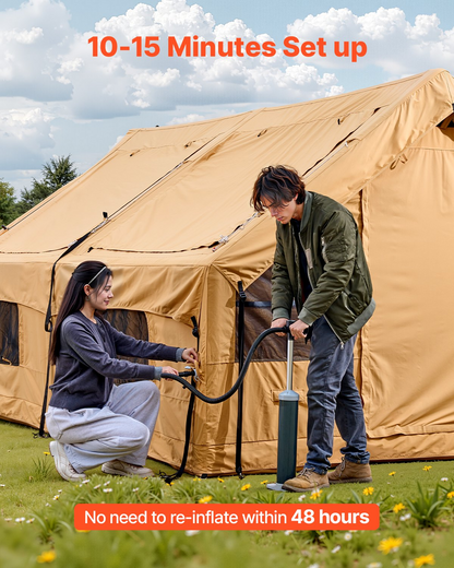 VEVOR Inflatable Tent for Camping 8-12 Person Glamping Tent with Pump Easy Set up