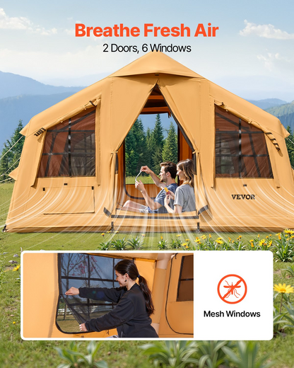 VEVOR Inflatable Tent for Camping 8-12 Person Glamping Tent with Pump Easy Set up