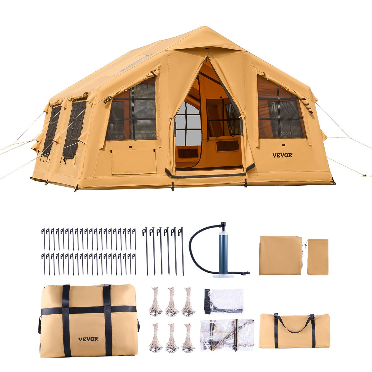 VEVOR Inflatable Tent for Camping 8-12 Person Glamping Tent with Pump Easy Set up