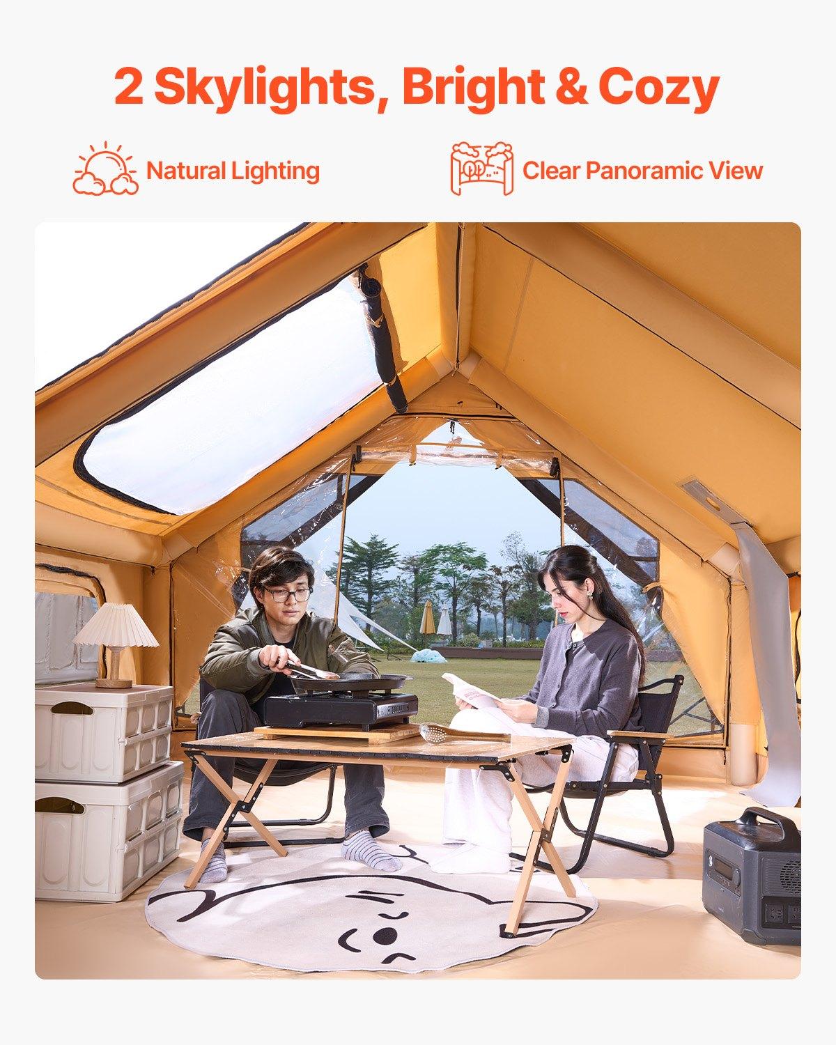 VEVOR Inflatable Tent for Camping 5-8 Person Glamping Tent with Pump Easy Set up