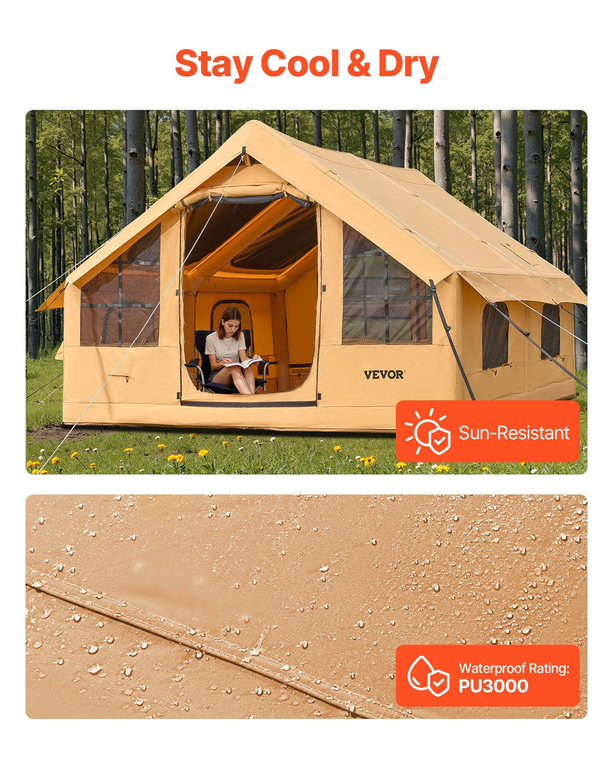 VEVOR Inflatable Tent for Camping 5-8 Person Glamping Tent with Pump Easy Set up