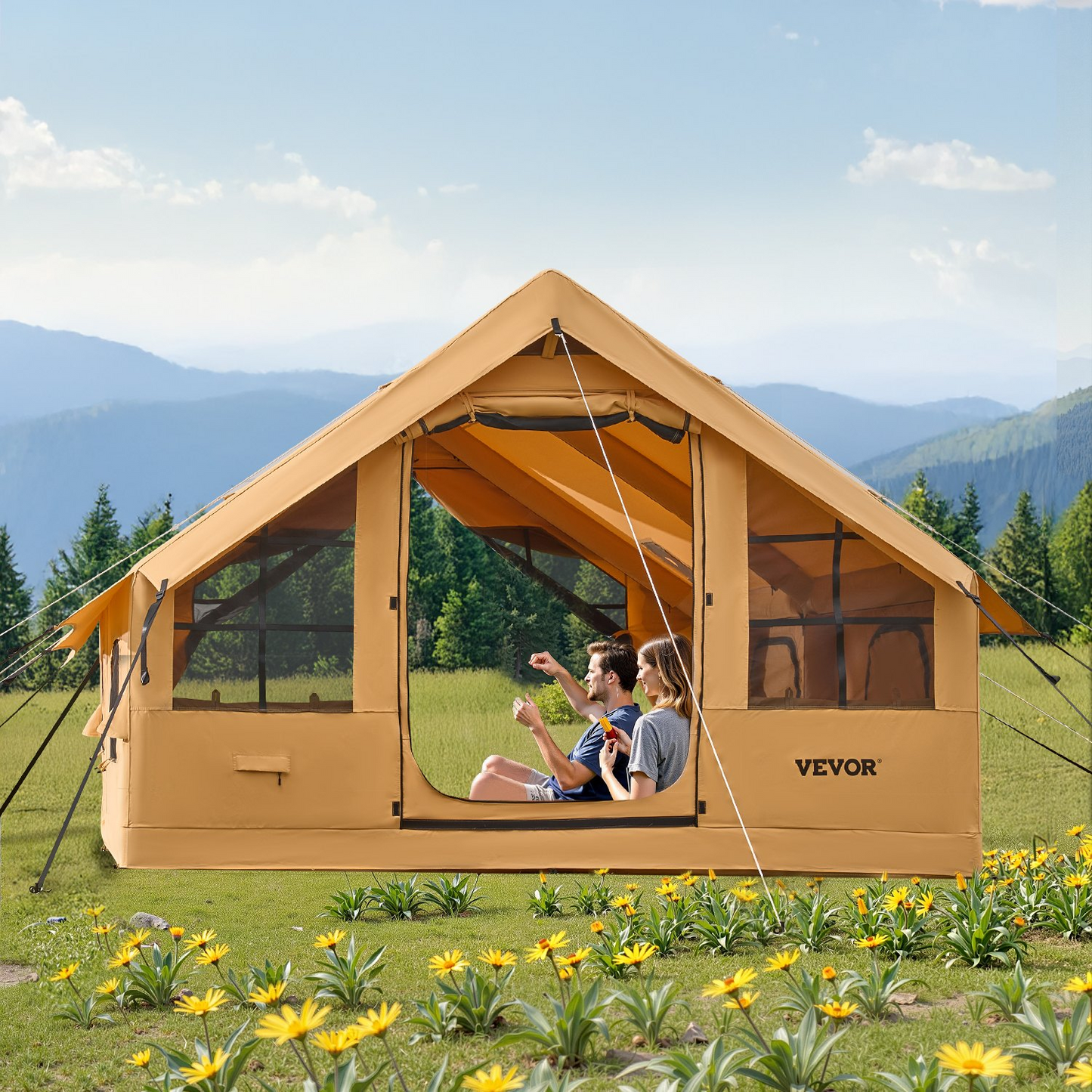 VEVOR Inflatable Tent for Camping 5-8 Person Glamping Tent with Pump Easy Set up