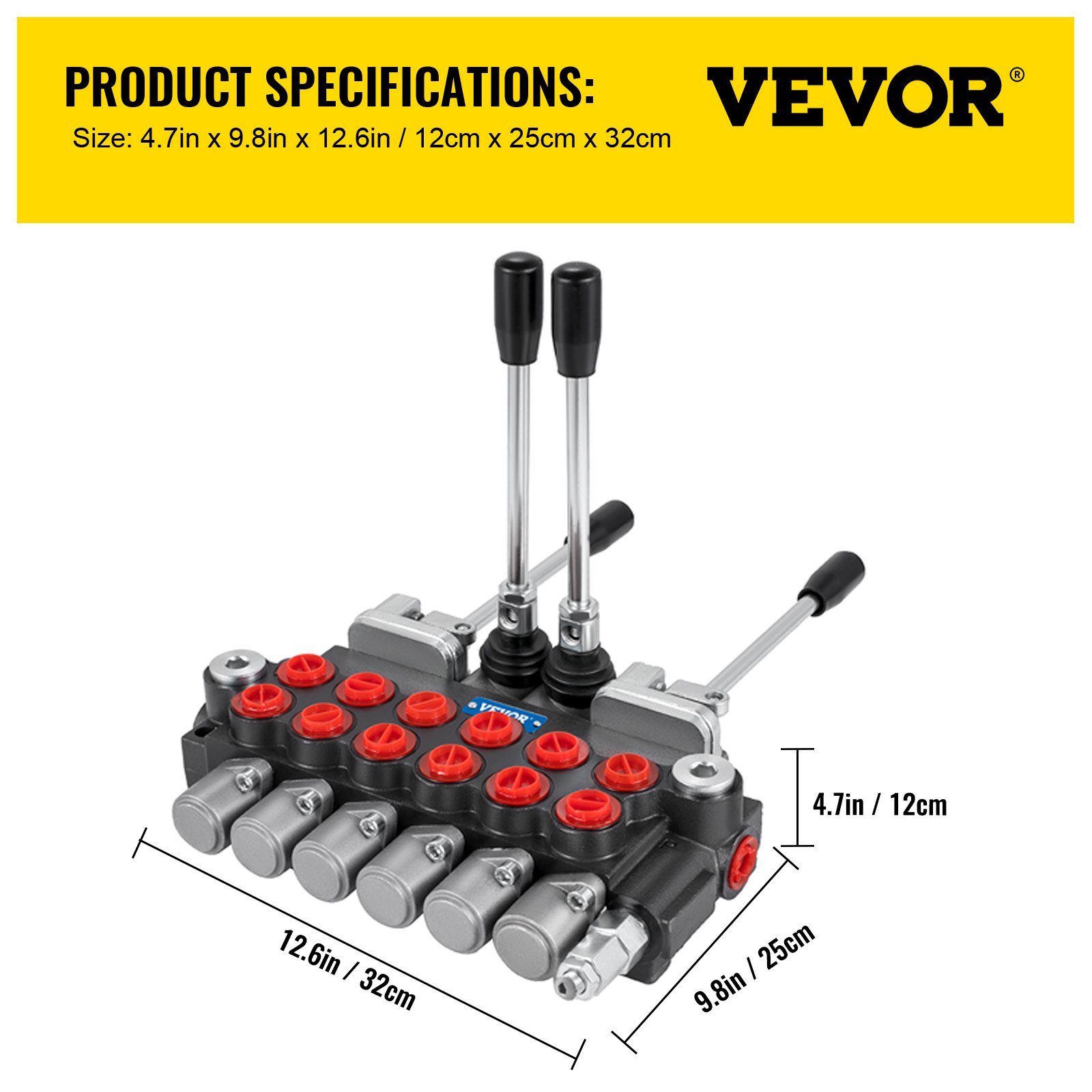 VEVOR Hydraulic Directional Control Valve, 6 Spool Hydraulic Spool Valve, 11 GPM Hydraulic Loader Valve, 4500 PSI Directional Control Valve, Hydraulic Valves and Controls for Tractors Loaders Tanks