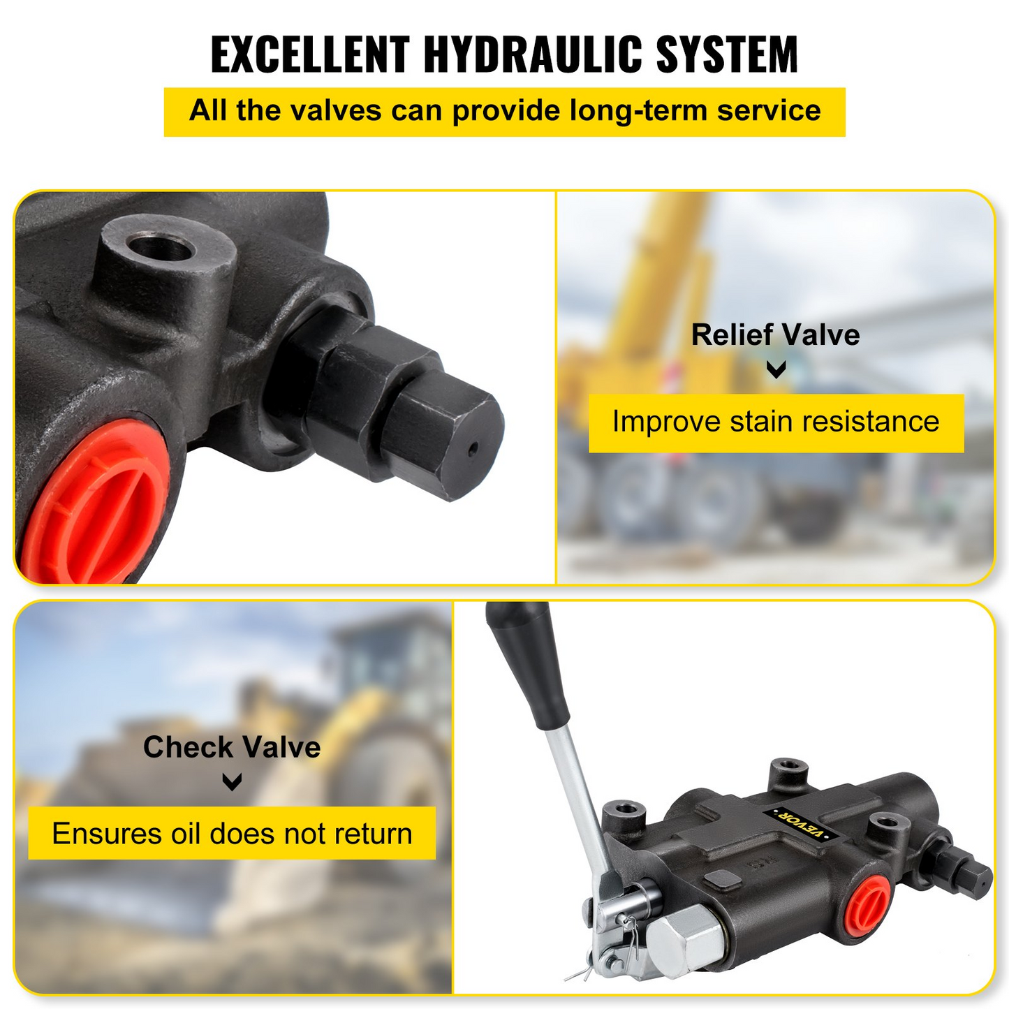 VEVOR Hydraulic Directional Control Valve, 1 Spool Hydraulic Spool Valve, 21 GPM Hydraulic Loader Valve, 4300 PSI Directional Control Valve, Hydraulic Valves And Controls For Tractors Loaders Tanks