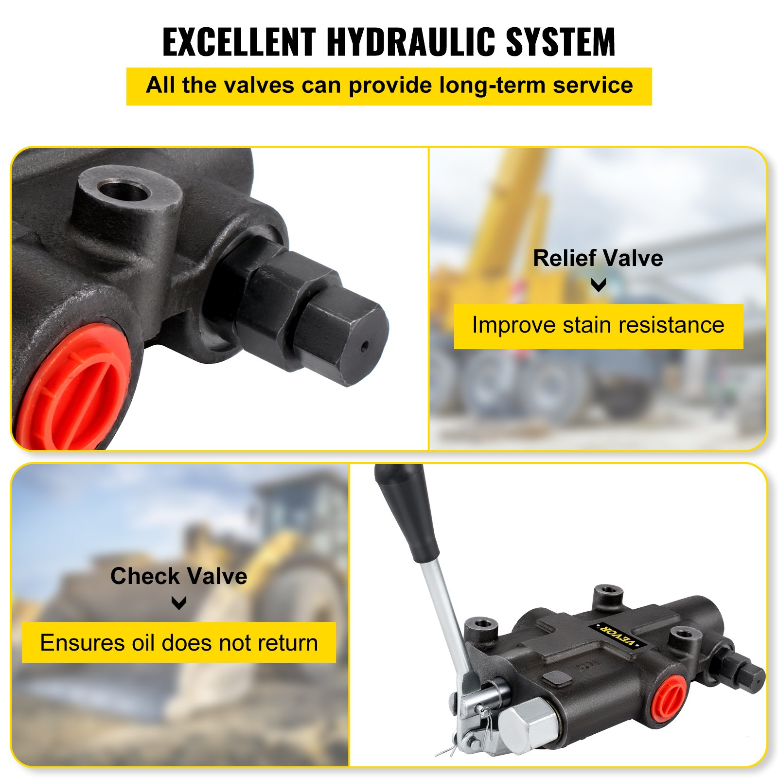 VEVOR Hydraulic Directional Control Valve, 1 Spool Hydraulic Spool Valve, 21 GPM Hydraulic Loader Valve, 4300 PSI Directional Control Valve, Hydraulic Valves And Controls For Tractors Loaders Tanks
