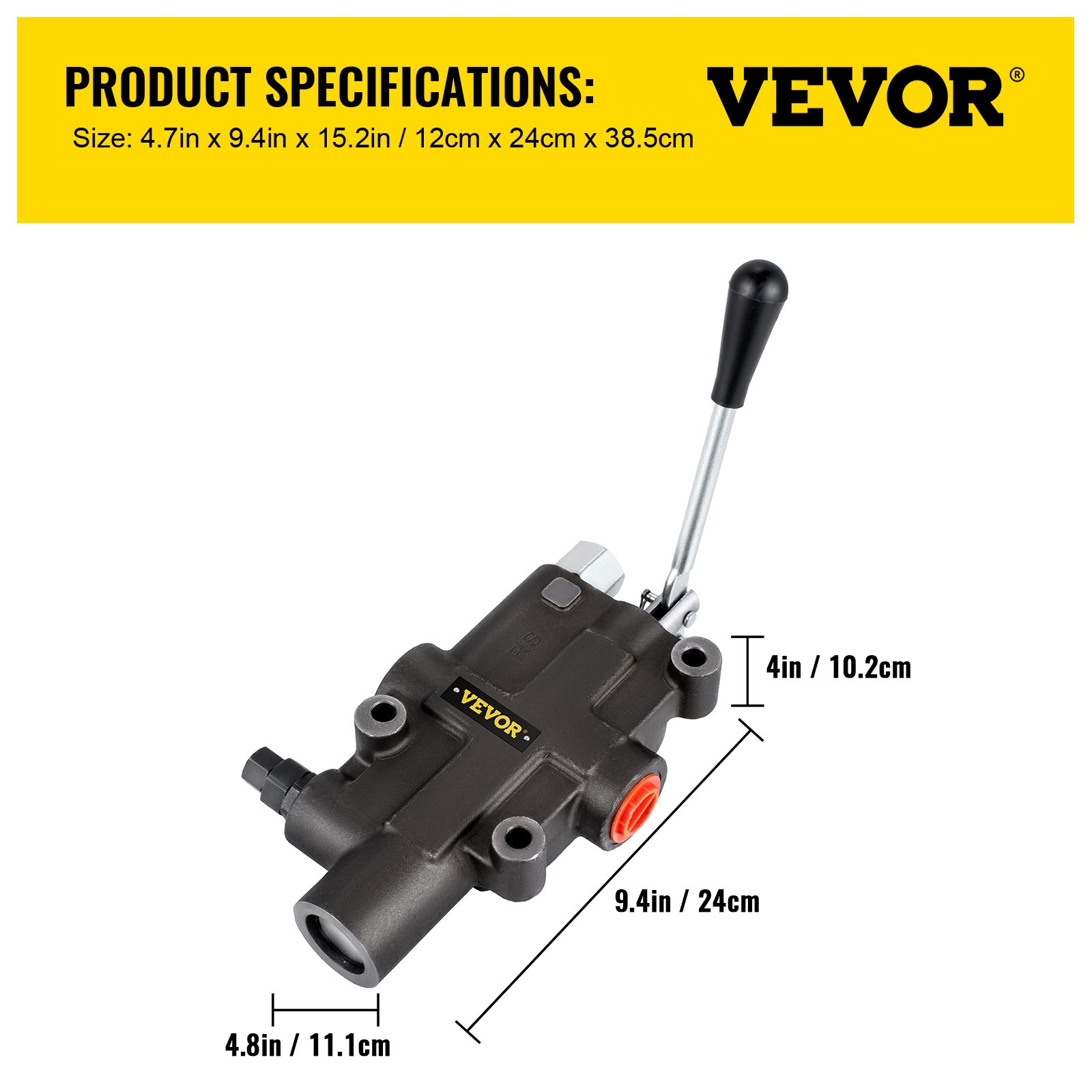VEVOR Hydraulic Directional Control Valve, 1 Spool Hydraulic Spool Valve, 21 GPM Hydraulic Loader Valve, 4300 PSI Directional Control Valve, Hydraulic Valves And Controls For Tractors Loaders Tanks
