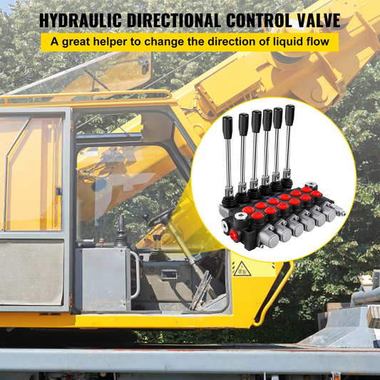 VEVOR Hydraulic Directional Control Valve, 6 Spool Hydraulic Spool Valve, 11 GPM Hydraulic Loader Valve, 3600 PSI Directional Control Valve, Hydraulic Valves And Controls For Tractors Loaders Tanks