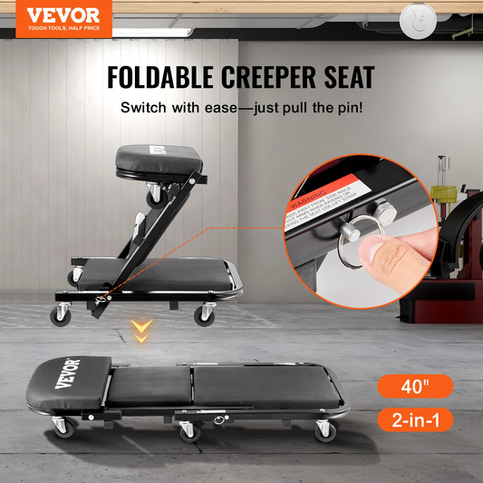 VEVOR 101.6 cm Foldable Z Garage Creeper Mechanic Creeper Stool 204.1 kg Capacity