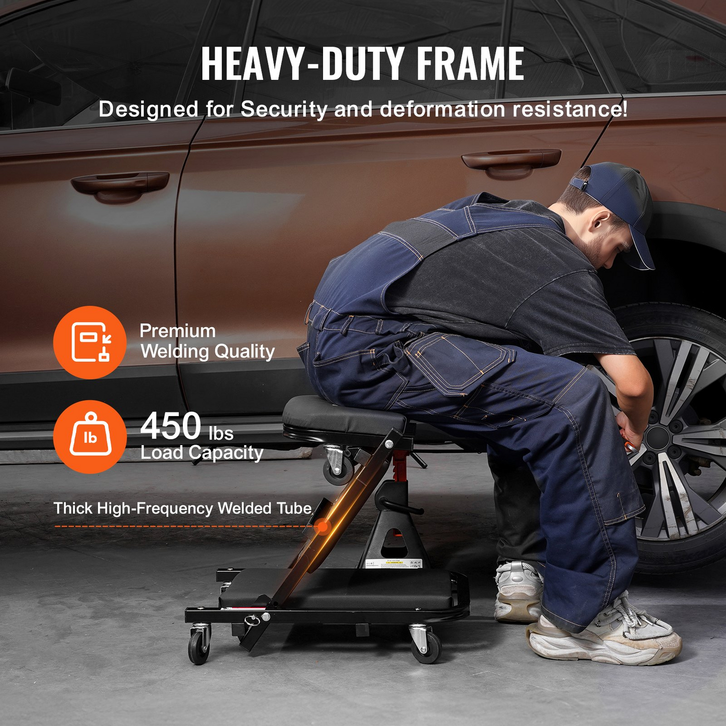 VEVOR 101.6 cm Foldable Z Garage Creeper Mechanic Creeper Stool 204.1 kg Capacity