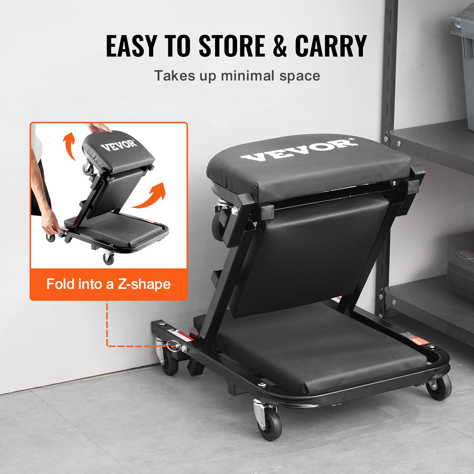 VEVOR 101.6 cm Foldable Z Garage Creeper Mechanic Creeper Stool 204.1 kg Capacity