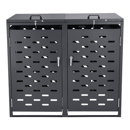 VEVOR Trash Can Storage Garbage Can Storage Shed 2 x 52.79 Gal with Chain Lid